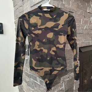 Forever 21 Long Sleeve Camo Bodysuit